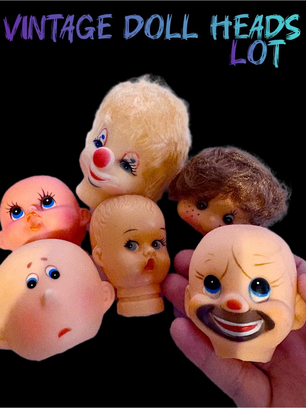 Vintage Doll Heads Lot for Crafters